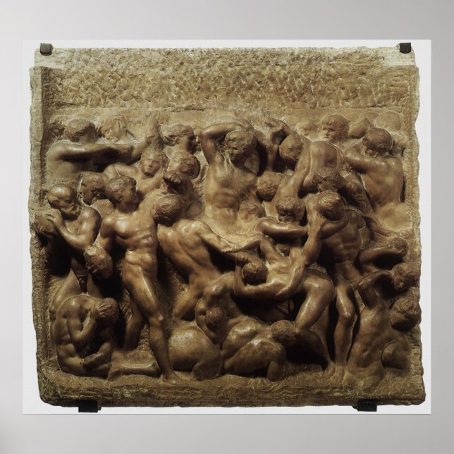 Pôster Batalha dos Lapetos e Centauros por Michelangelo (Frente)