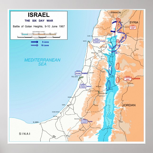 Pôster Batalha dos Montes Golã em Seis Dias, 1967 (Frente)