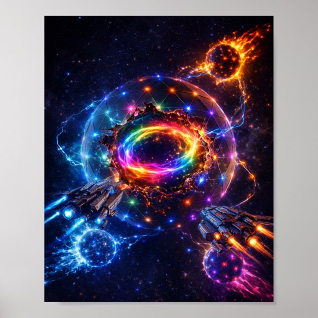 Poster Batalha Espacial de Ficção Científica Perto do Núc (Frente)