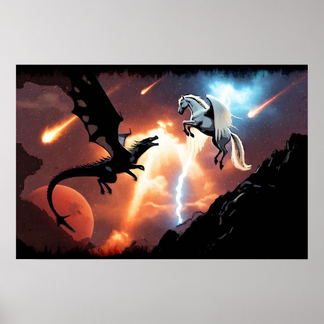 Poster Batalha no Espaço Exterior - Dragão e Pegasus (Frente)