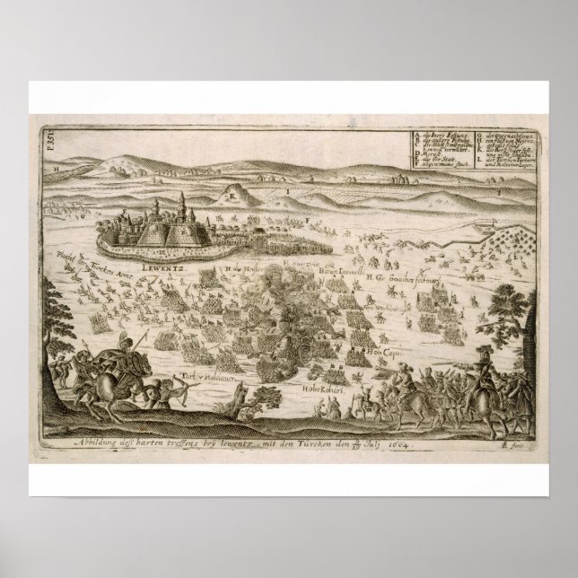 Pôster Batalha perto da cidade de Levice em 1664, ilustra (Frente)
