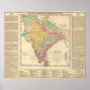 Pôster Batalhas de India e mapa de Seiges Chonology