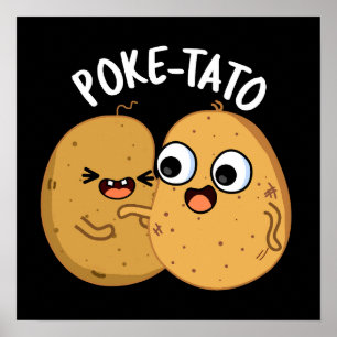 Poster Batata Engraçada Pun de Batata Fundo Escuro