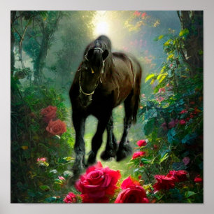 Poster Batata Frita Black Beauty Cavalo Frísio - Cartaz