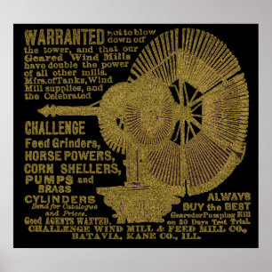 Poster Batavia Illinois Challenge Windmill 1889 Ad