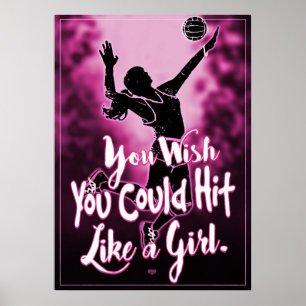Poster Bate como uma garota de voleibol rosa