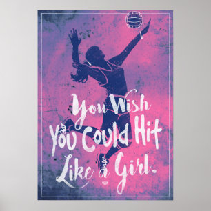 Poster Bate como uma garota de voleibol rosa 2