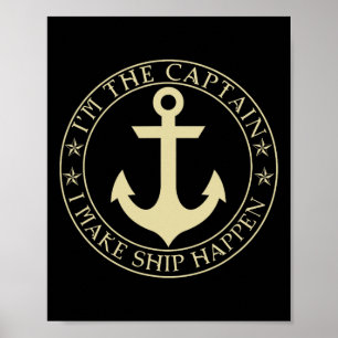 Poster Bater Engraçado Sou o Capitão que faço o navio aco