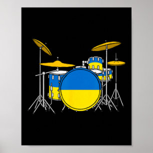 Poster Bateria Bandeira da Ucrânia Ucrânia Baterista Músi