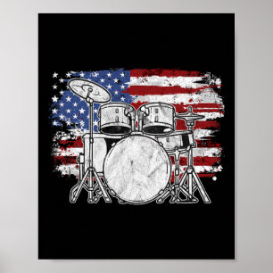 Poster Bateria Conjunto De Tambores EUA Bandeira American