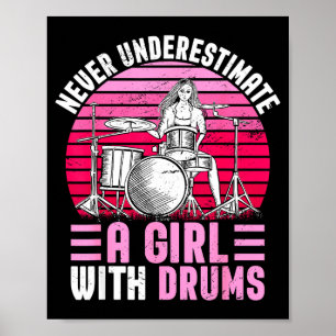 Poster Bateria Feminina Conjunto de Bateria Bateria Diver