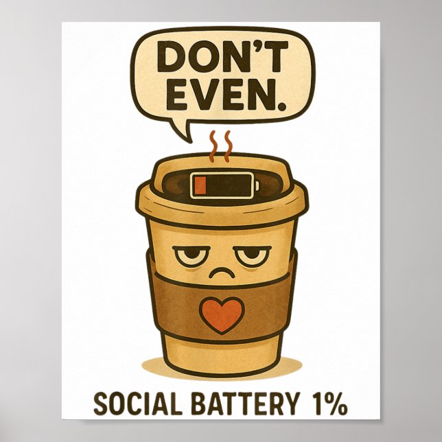 Poster Bateria Social 1% Engraçada Introduzir Café Qu (Frente)
