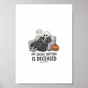 Poster Bateria Social de Esqueleto Falecida Funny Hallowe