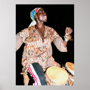 Pôster Baterista em Banjul, o Gambia, África ocidental