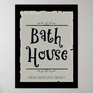 Poster Bath House Lavatório Lavagem Rinse Secura Repetir