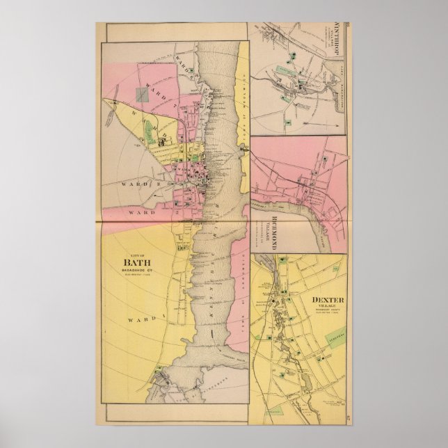 Pôster Bath, Sagadahoc Co (Frente)