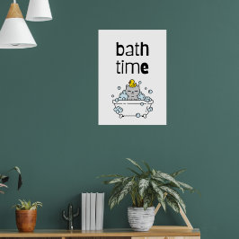 Poster Bath Time Cute Kawaii Bathtub