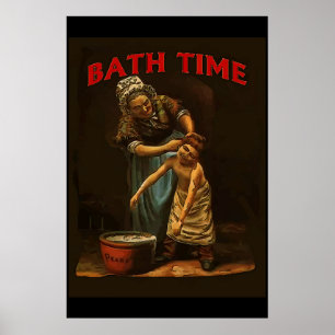Poster Bath Time, Vintage Boy no Wash Tub.