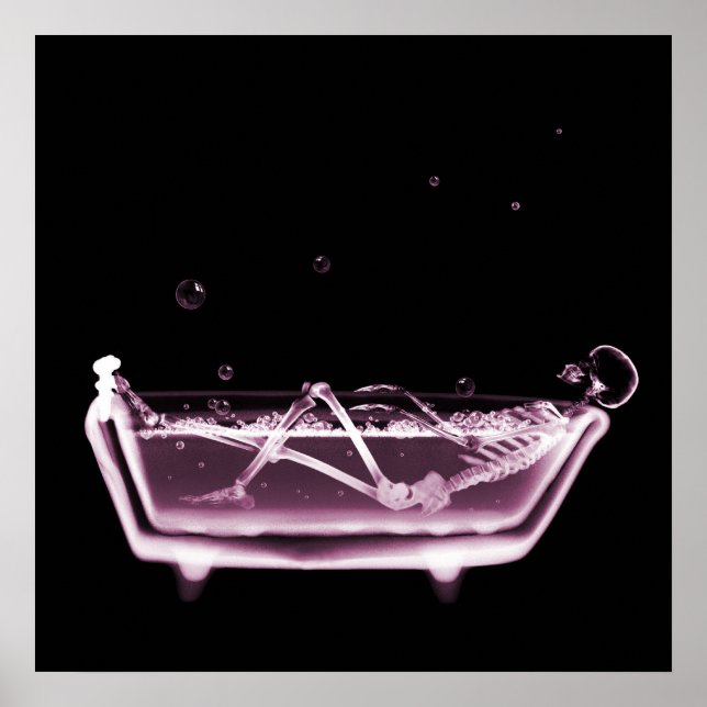 PÔSTER BATH TUB X-RAY VISION SKELETON - PINK (Frente)