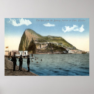 Poster Bathing Pavilion, Linea, Rock de Gibraltar Vintage