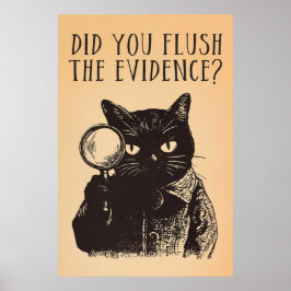 Poster Bathroom Cat Detective