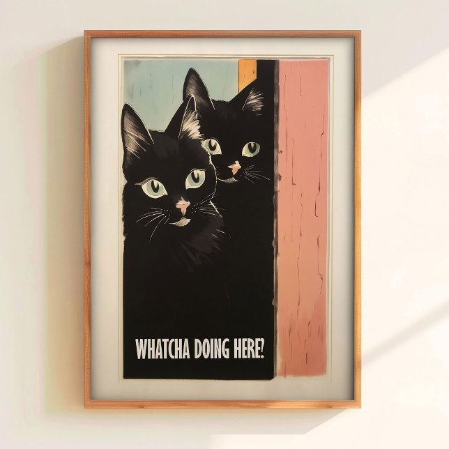 Poster Bathroom Cat Print For Toilet Wall Art Funny Black (Criador carregado)