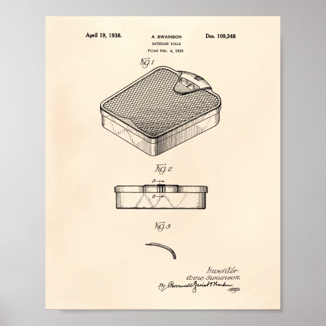 Poster Bathroom Scale 1938 Patent Art Old Peper (Frente)