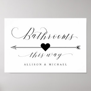Poster Bathroom This Way Elegante Script Directional Sign