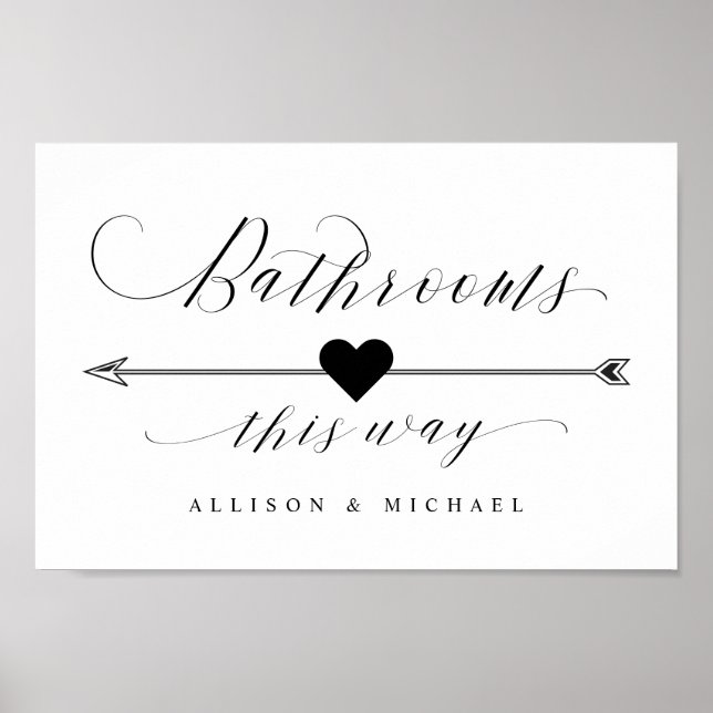 Poster Bathroom This Way Elegante Script Directional Sign (Frente)