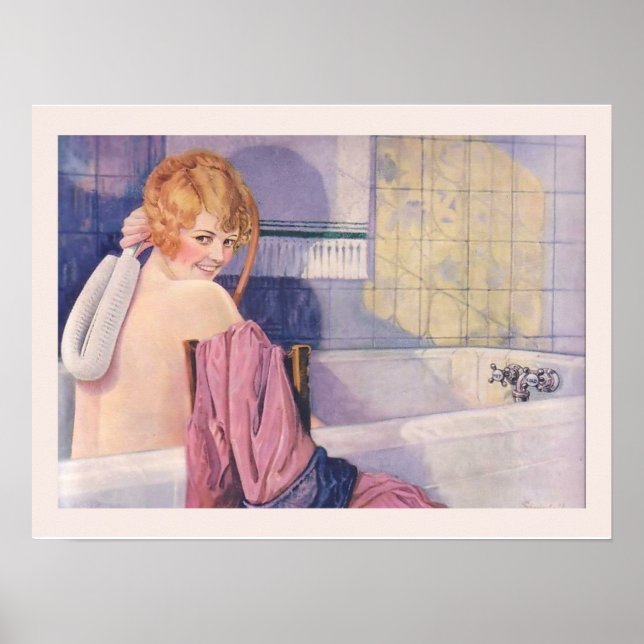 Poster Bathroom Wall Art - Linda Mulher (Frente)