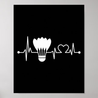 Poster Batida Cardíaca Engraçada Jogador de Badminton Pre