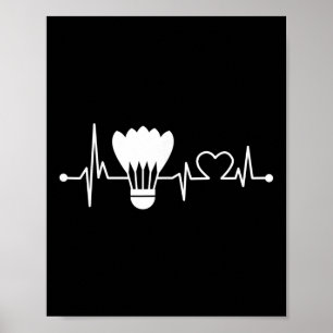 Poster Batida Cardíaca Engraçada Jogador de Badminton Pre