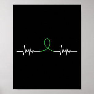 Poster Batida do Coração com Laço Verde - Conscientização