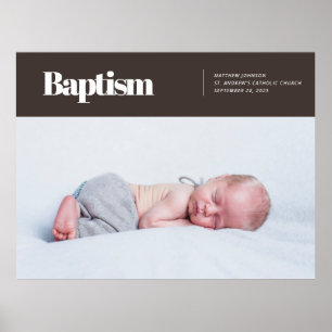 Poster Batismal de Foto Moderno e Simples
