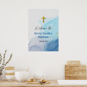 Poster Batismo cristão ortodoxo das águas vivas