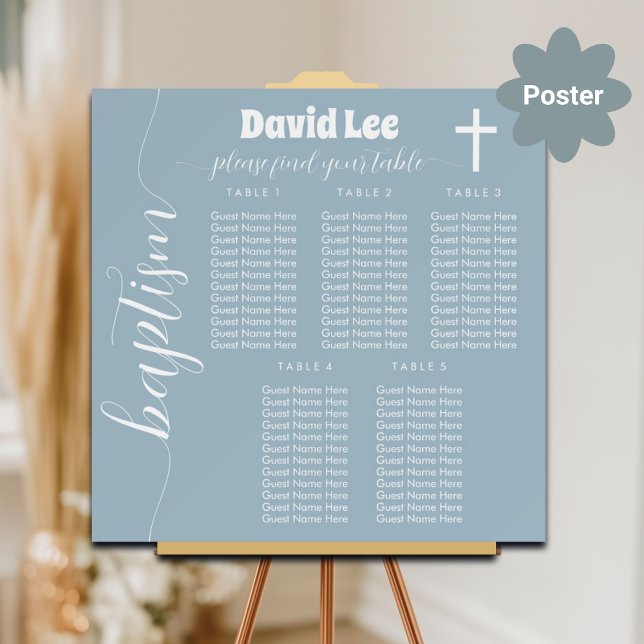 Poster Batismo Cruz Branca com Mesa Azul 5 (Criador carregado)