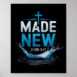 Poster Batismo de Água Feito Versículo da Bíblia Cristão