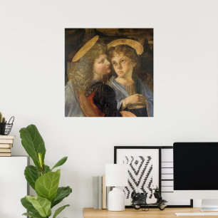 Poster Batismo de Cristo Anjos por Leonardo da Vinci