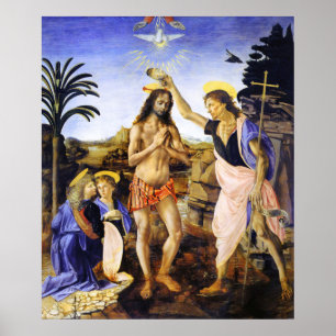 Poster Batismo de Cristo por Leonardo da Vinci Arte Fino