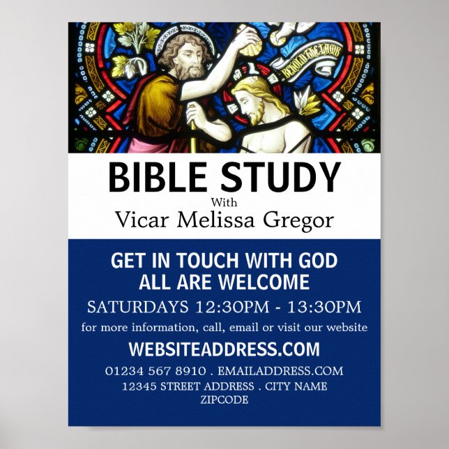 Poster Batismo de Jesus, Advertido da Classe da Bíblia Cr (Frente)