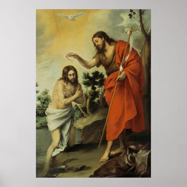 Poster Batismo do Cristo por Bartolome Esteban Murillo (Frente)