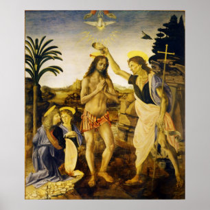 Pôster Batismo do Cristo por Da Vinci e Verrocchio
