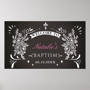 Poster Batismo Elegante de Chalkboard