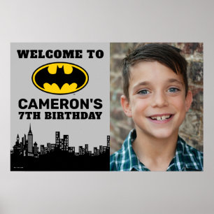 Poster Batman Adicionar Nome e Foto Sinal de Aniversári