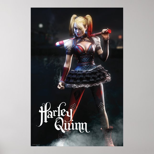 Pôster Batman Arkham Knight | Harley Quinn com Bat (Frente)