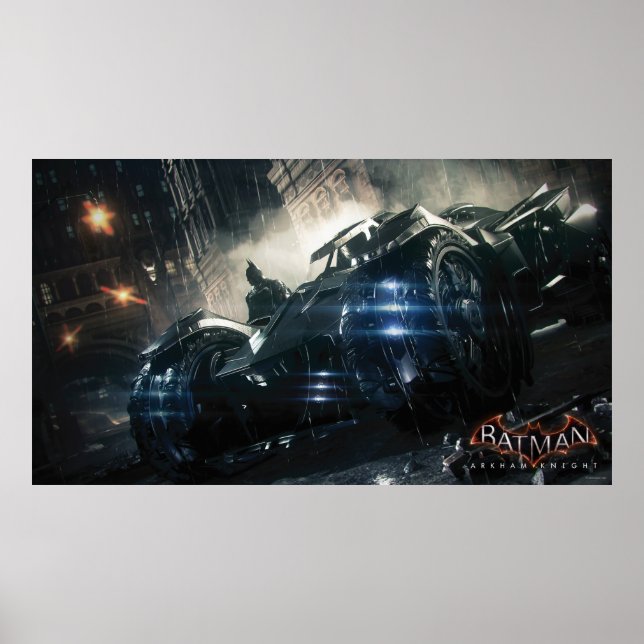 Poster Batman Com Batmóvel Na Chuva (Frente)