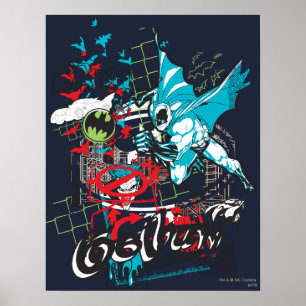 Pôster Batman Gotham Guardian Lineart Collage