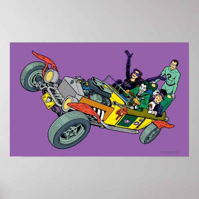Poster Batman Villains Em Jokermobile (Frente)
