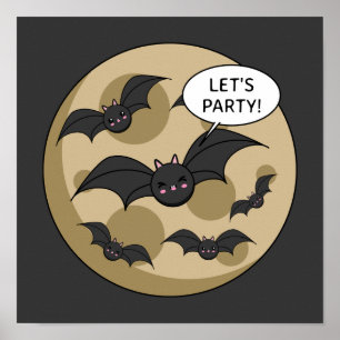 Poster Bats com festa na lua cheia
