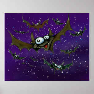 Poster Bats Night Sky